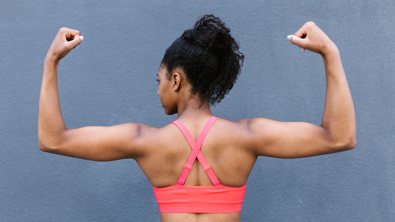 woman flexing arms